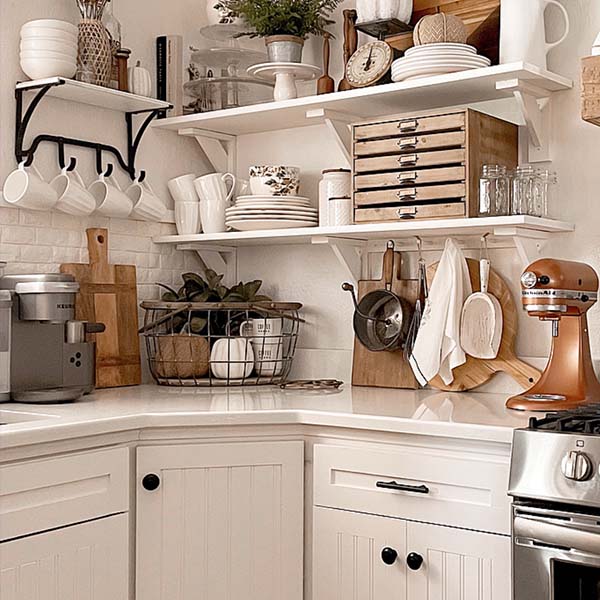 Open Floating Shelving with Hooks, Pick Your Size