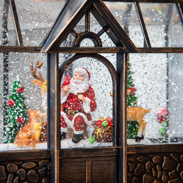 Santa and Reindeer Musical Snow Globe