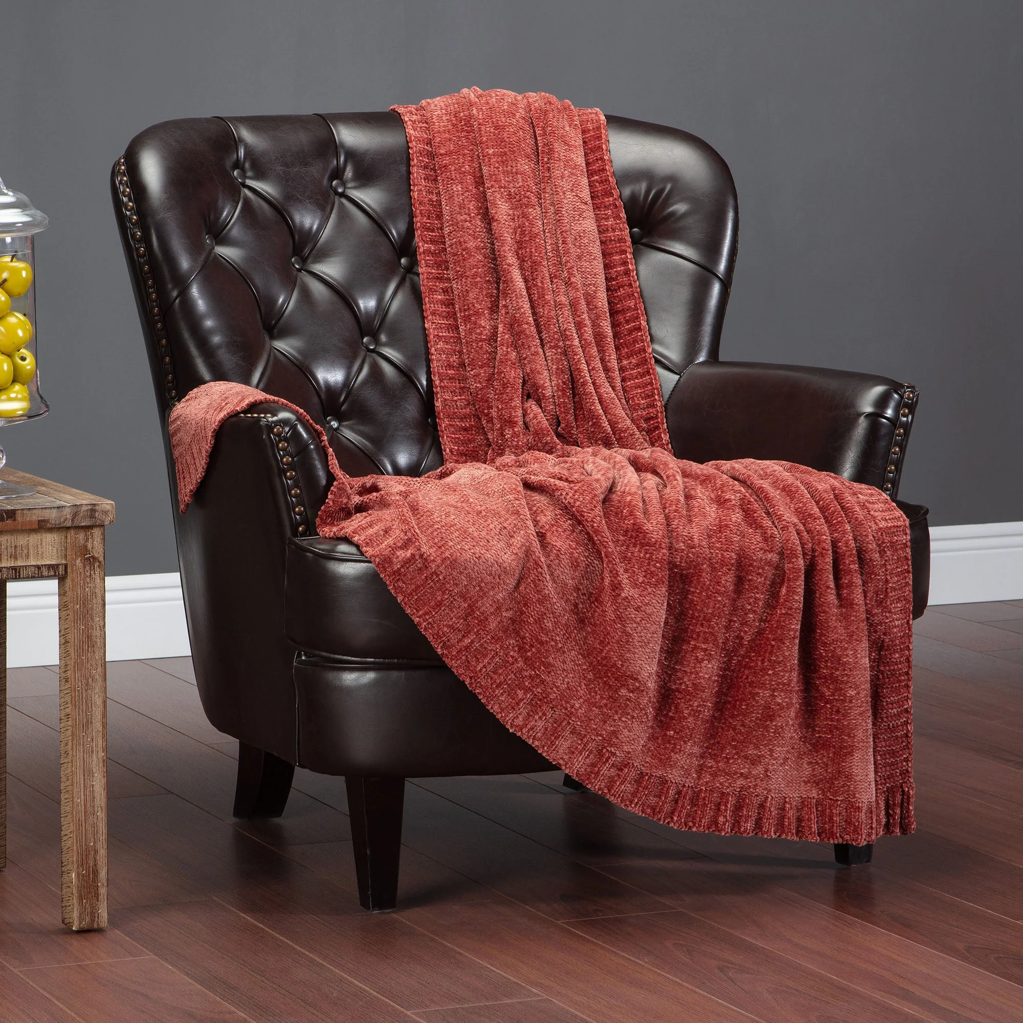 Chenille Luxe Border Throw Blanket