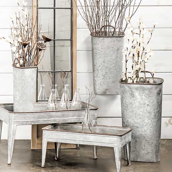 Galvanized Wall Buckets  Set of 3