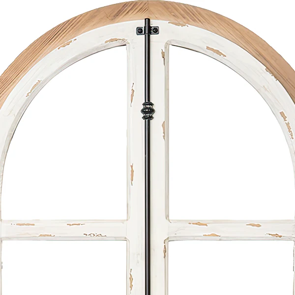 48 Inch Arched Window Pane Wood Frame Mirror