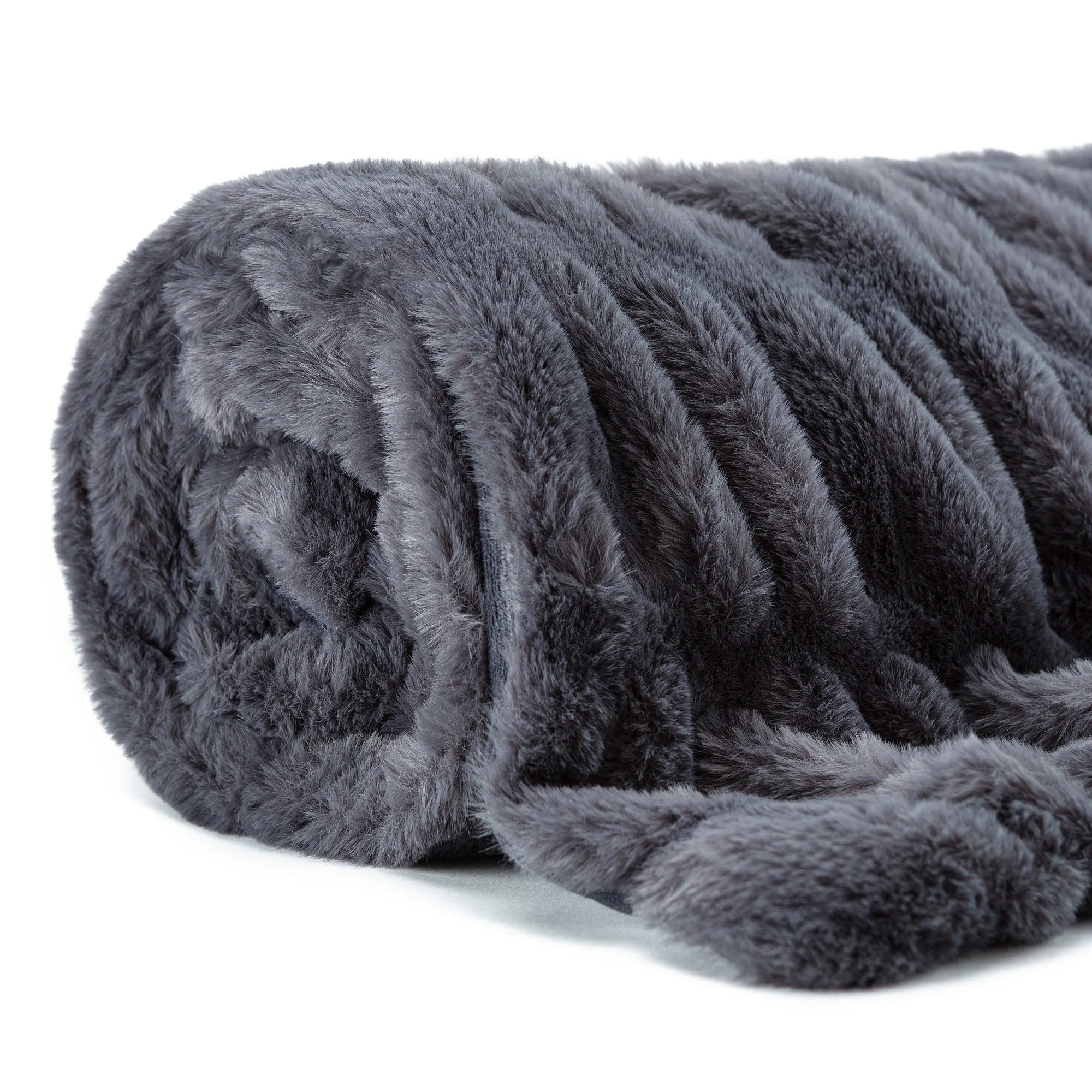 Ruched Faux Fur Throw Blanket