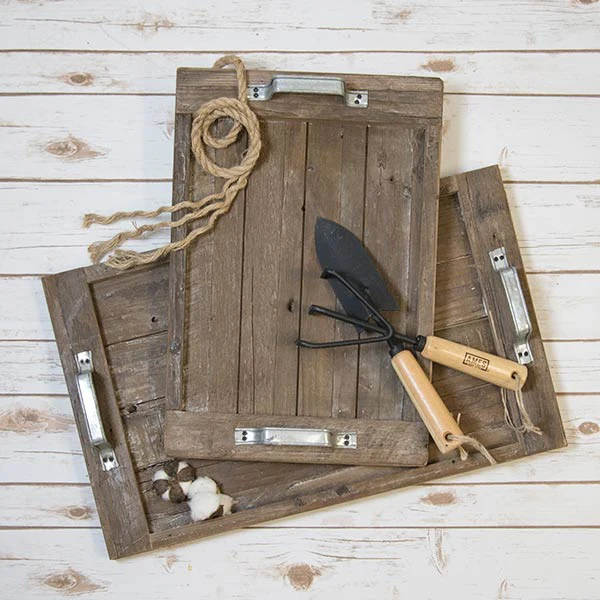 Rustic Wood Trays  Set of 2