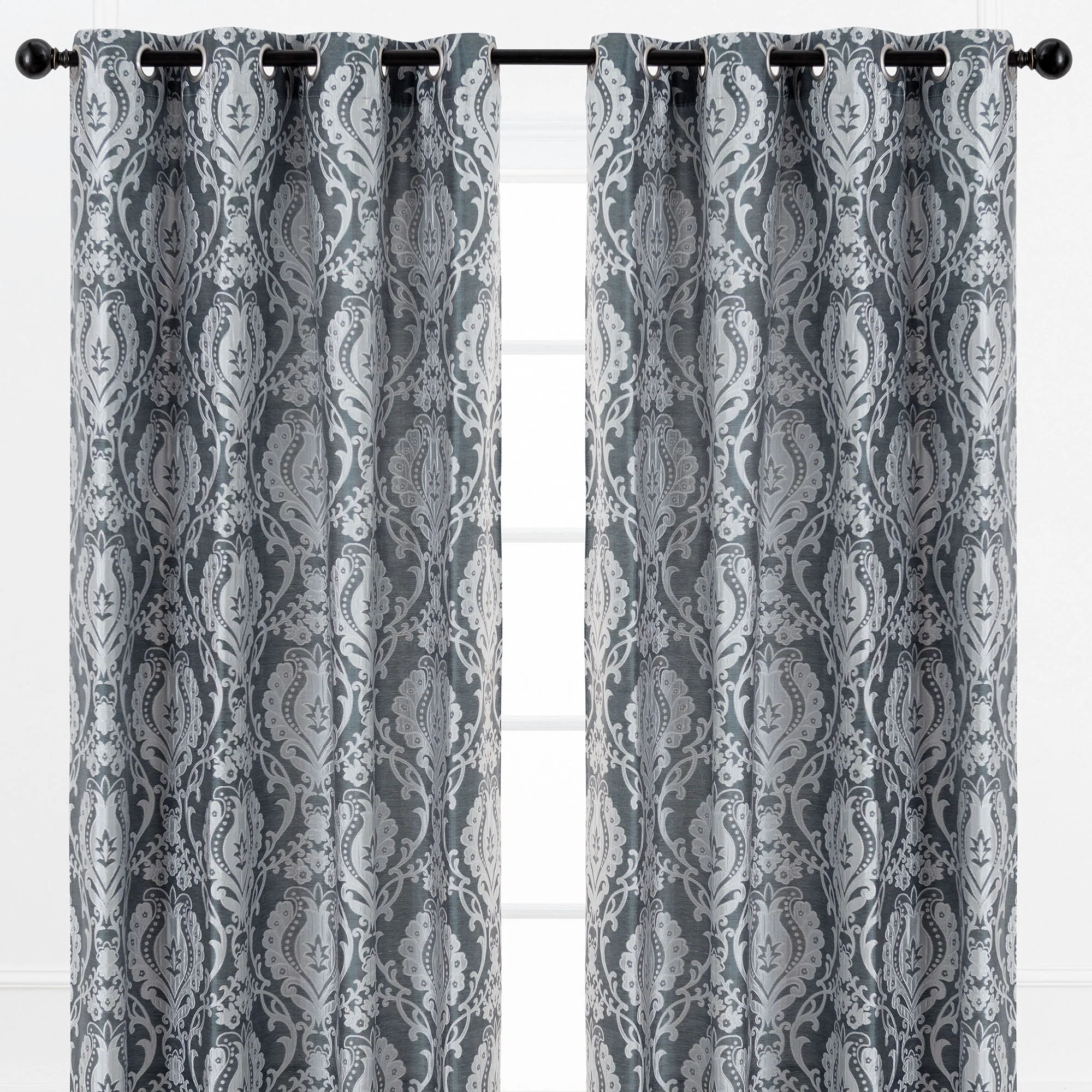Damask Jacquard Grommet Curtains