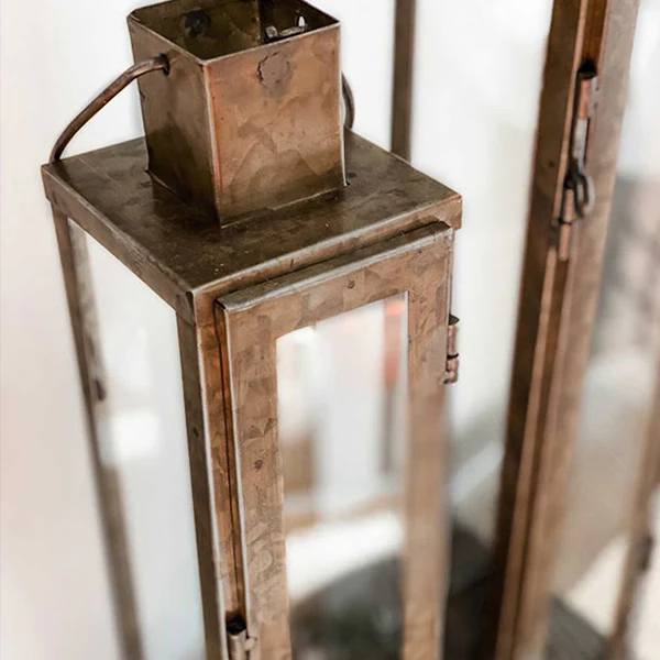 Oversized Elongated Rustic Lanterns, Set of 2