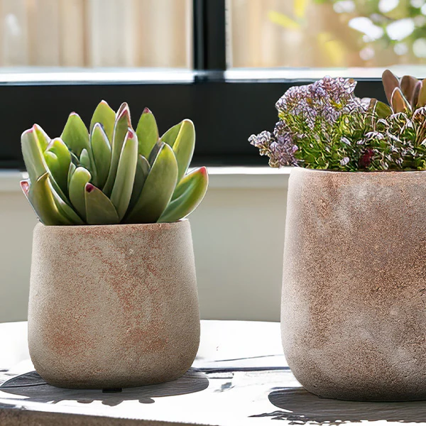 Distressed Terracotta Round Planters, Set of 3