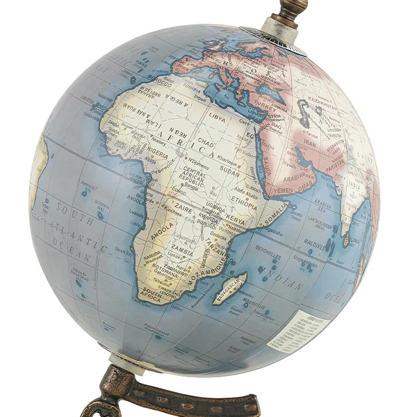 World Globe on Distressed Wood Stand