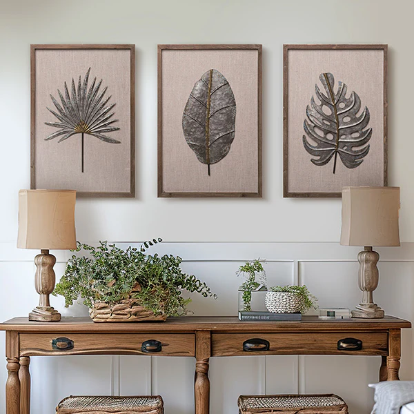 Mixed Metals Botanical Large Framed Wall Art, Set of 3