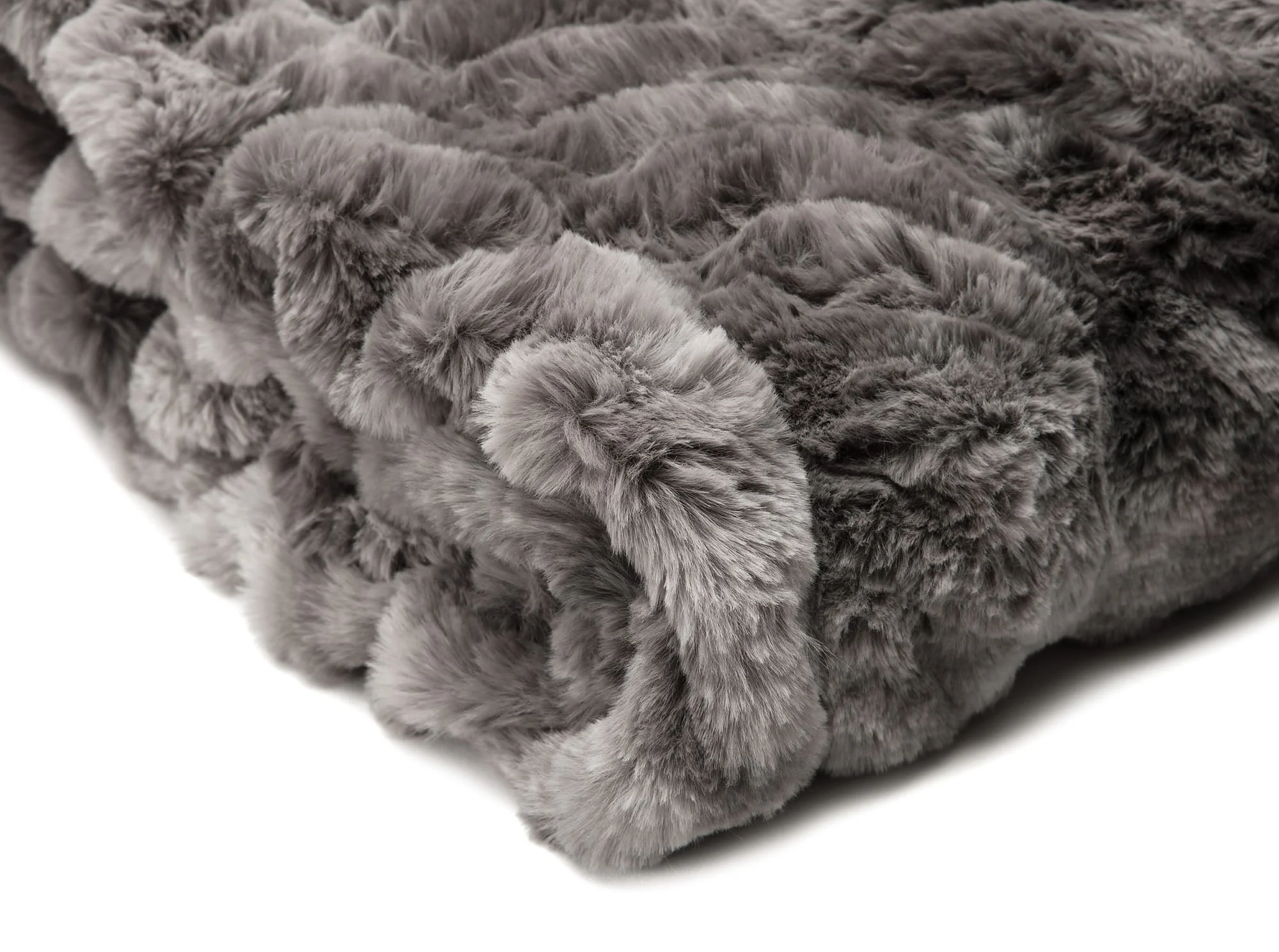Ruched Faux Fur Throw Blanket
