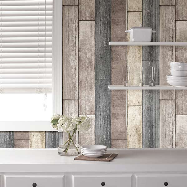 Natural Wood Plank Shiplap Peel and Stick Wallpaper