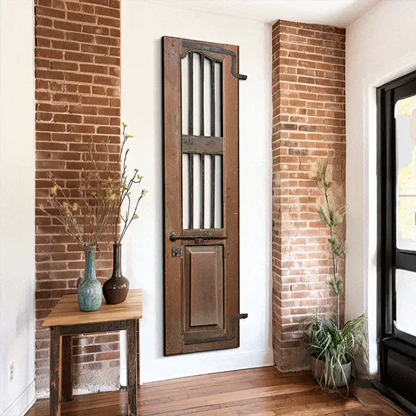 FOUND Antique French Door with Iron Inlay