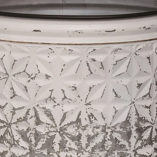 Distressed Metal White Planters with Handles, Set of 2