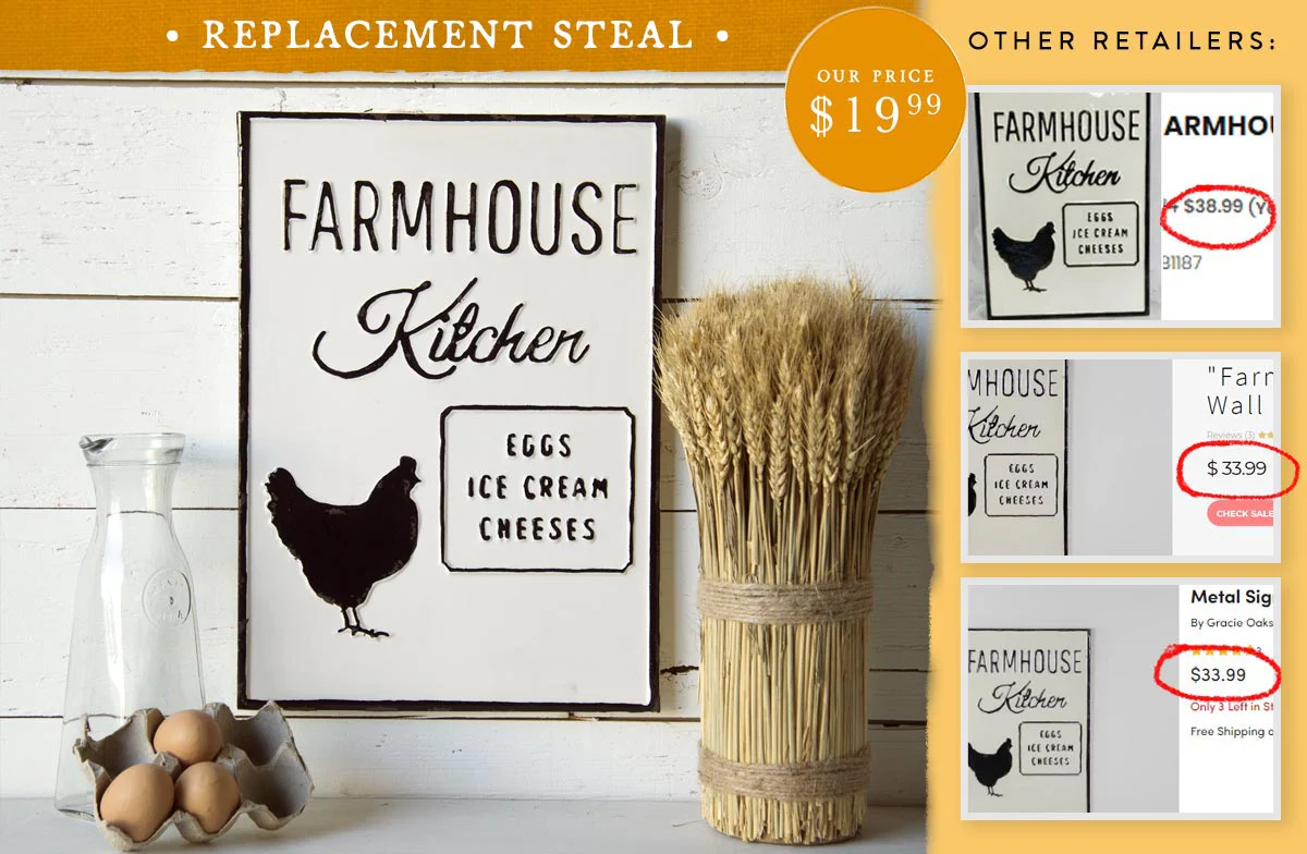Farmhouse Kitchen Enamel Dairy Sign