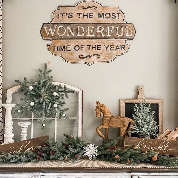 Most Wonderful Time of the Year Rusted Antique Sign