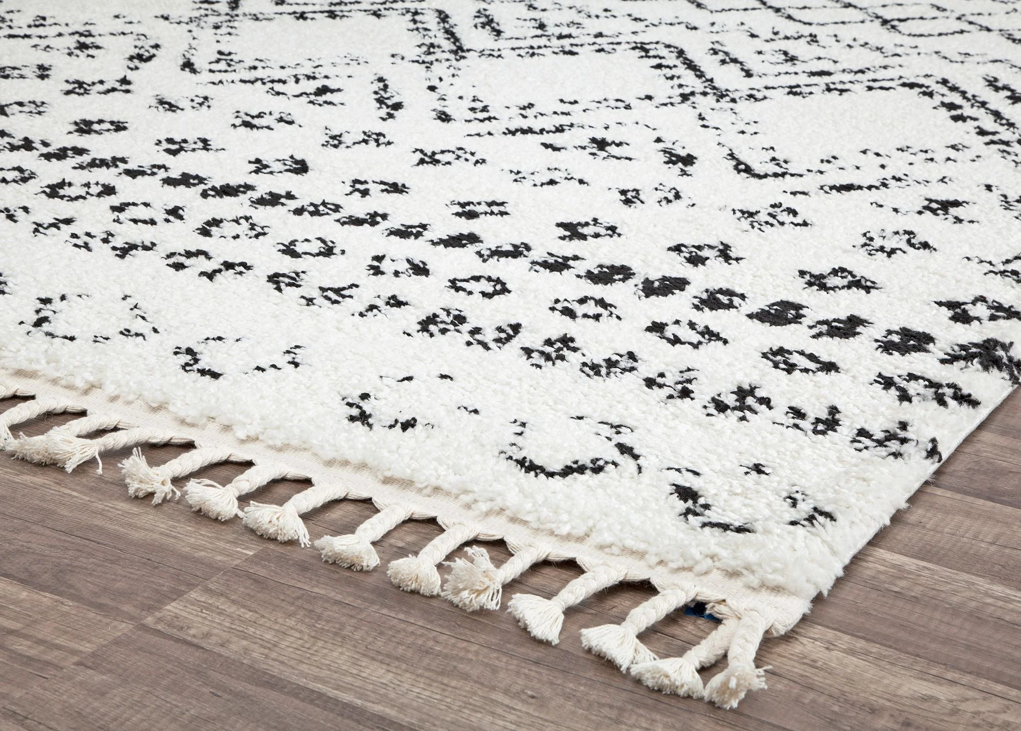 Shag Tribal White Area Rug