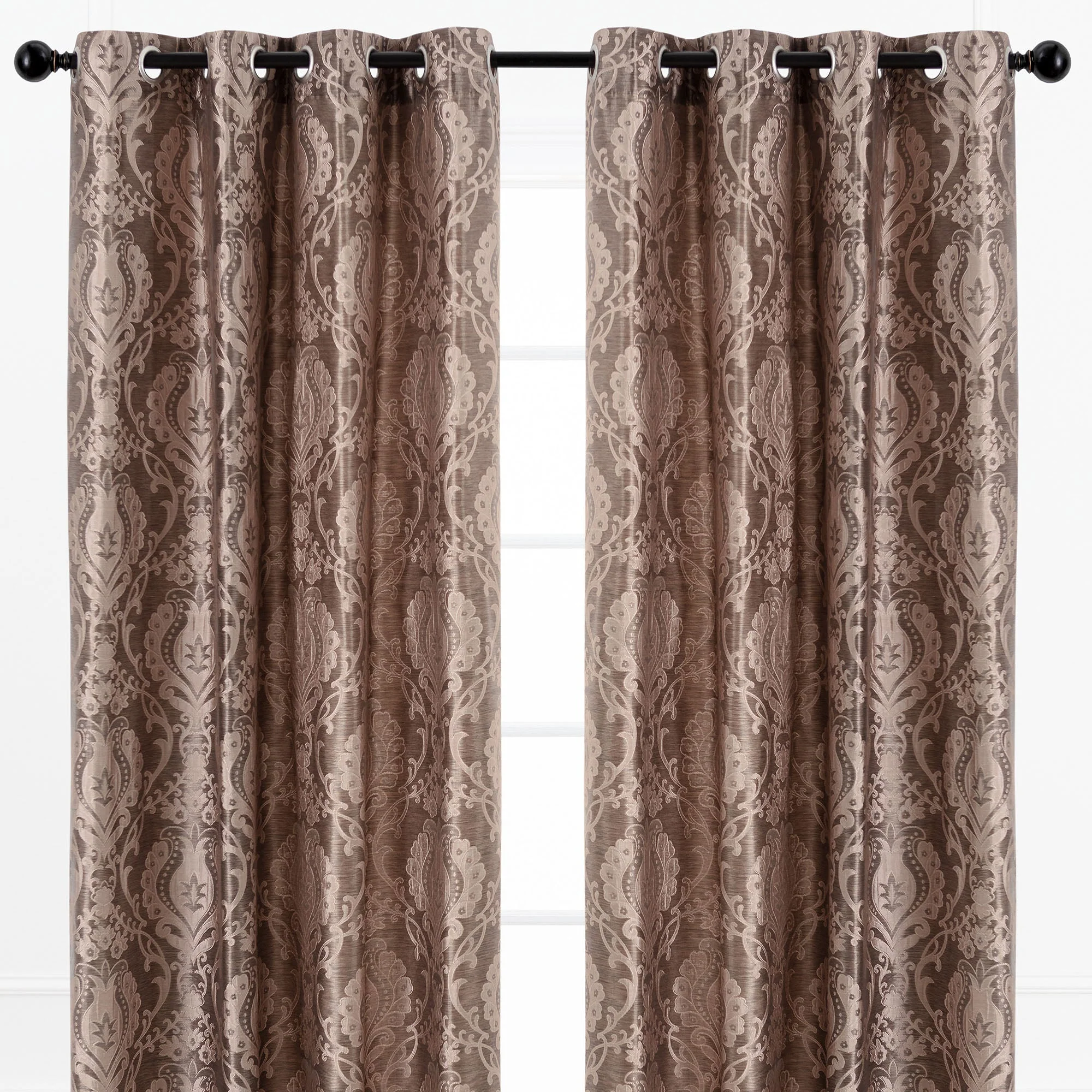 Damask Jacquard Grommet Curtains