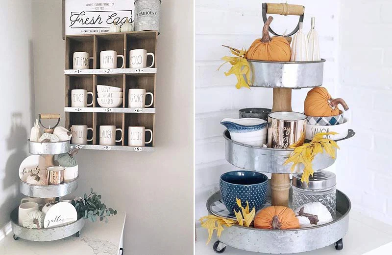 Three Tiered Rustic Metal Tray