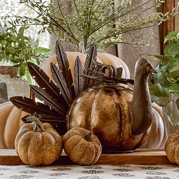 Rustic Galvanized Metal Pumpkin Turkey