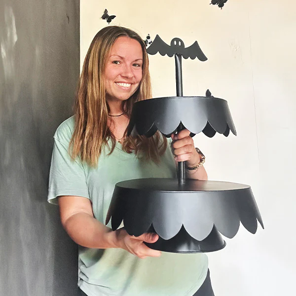 Two Tier Bat Black Metal Display Stand