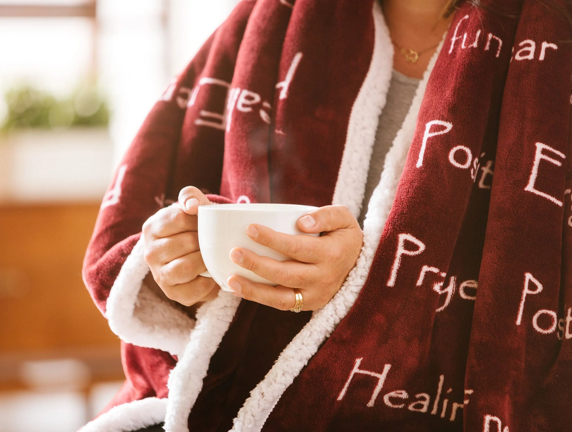 Gift Faux Fur Comfort Words Throw Blanket