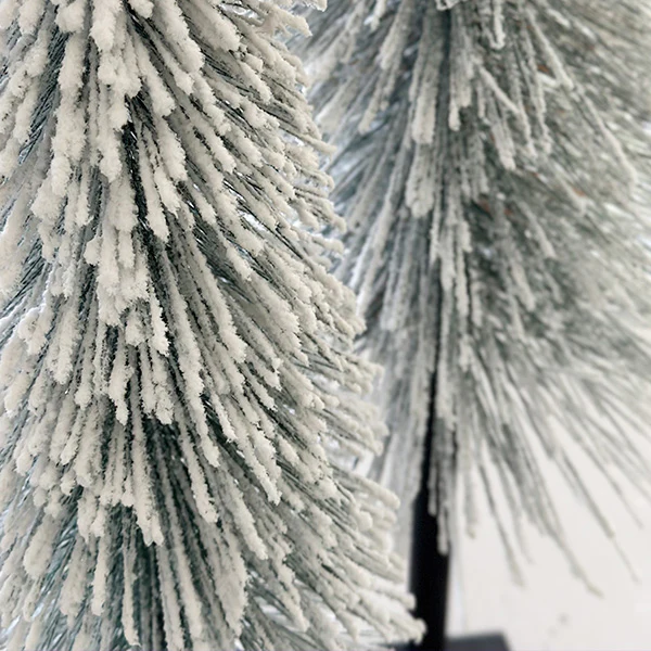 Flocked Faux Christmas Trees, Set of Two