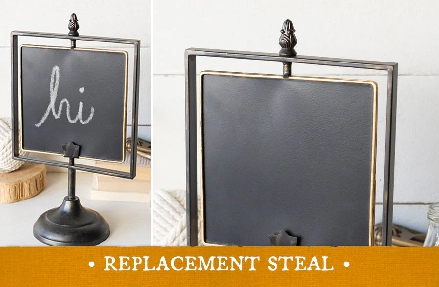 Golden Trimmed Chalkboard on Metal Stand