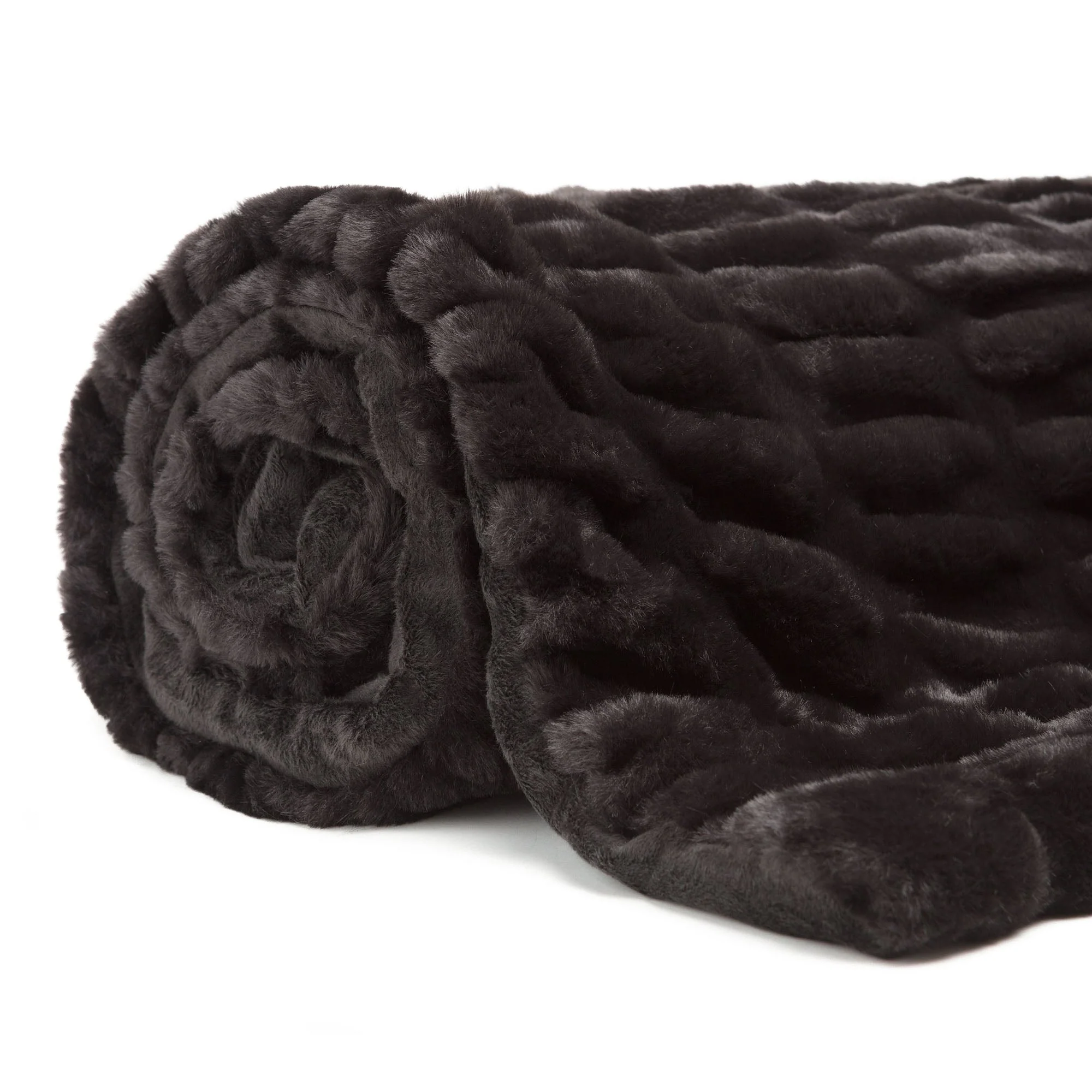 Ruched Faux Fur Throw Blanket