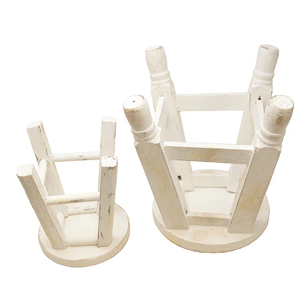 Whitewashed Riser Stools, Set of 2