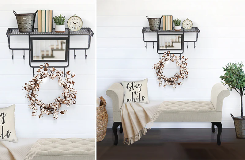 Mirror Shelf with Hooks