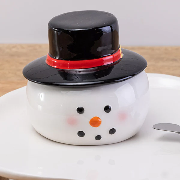 Snowman Serving Plate with Dip Bowl and Spreaders