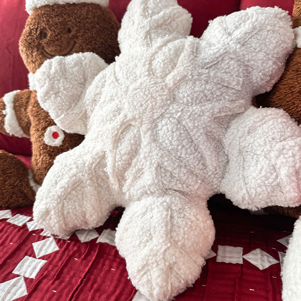 18 Inch Sherpa Snowflake Shaped Pillow