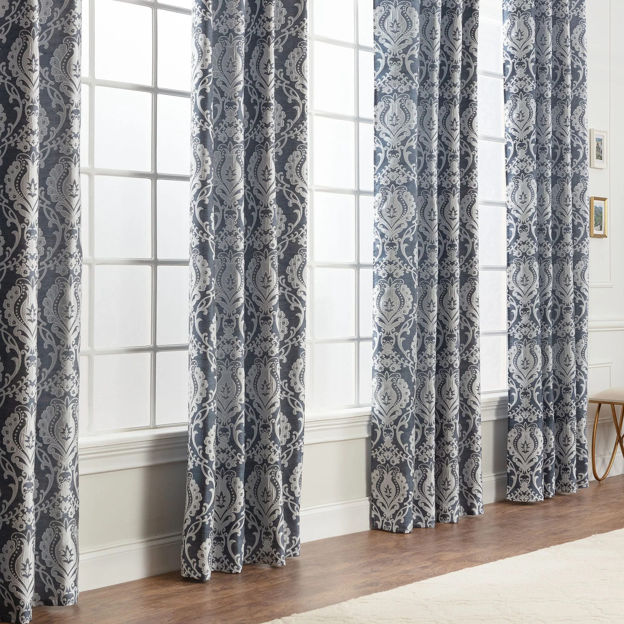 Damask Jacquard Grommet Curtains