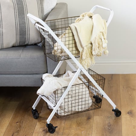 Rolling Cart with Chicken Wire Baskets