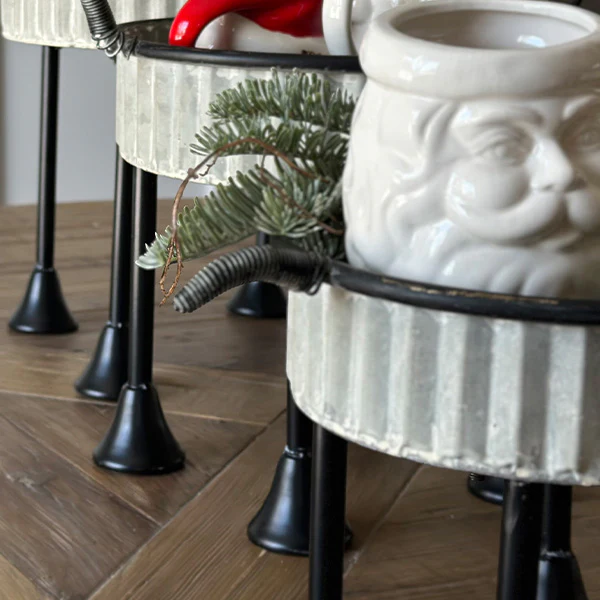 Galvanized Metal Reindeer Trays, Set of 3