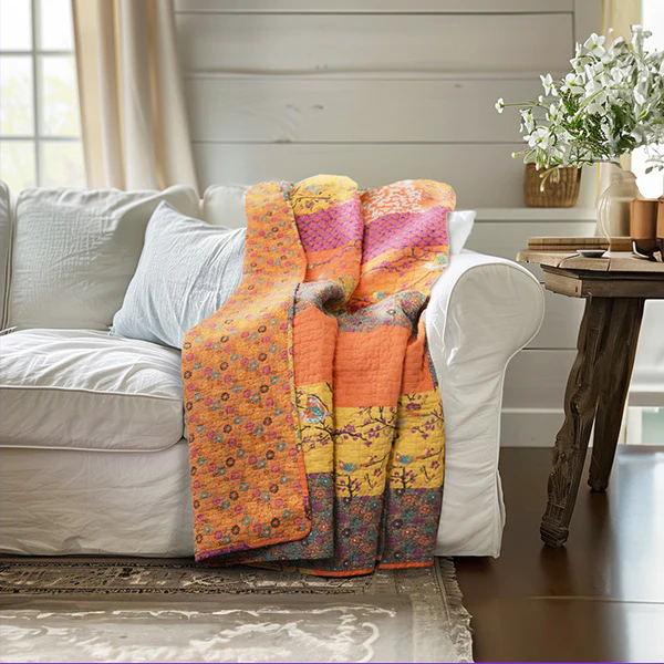 Boho Eclectic Reversible Cotton Throw Blanket, Choose Your Color