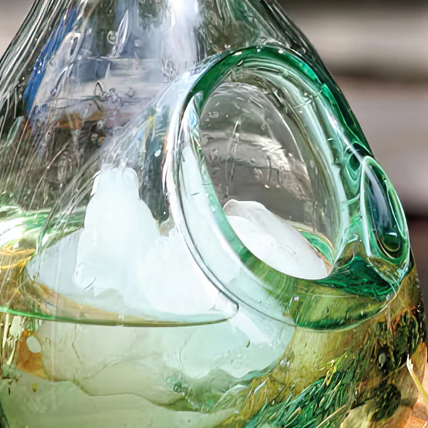 Recycled Hand Blown Wine Decanter with Ice Pocket