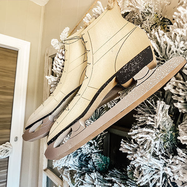 3-D Carved Ice Skates Wall Decor