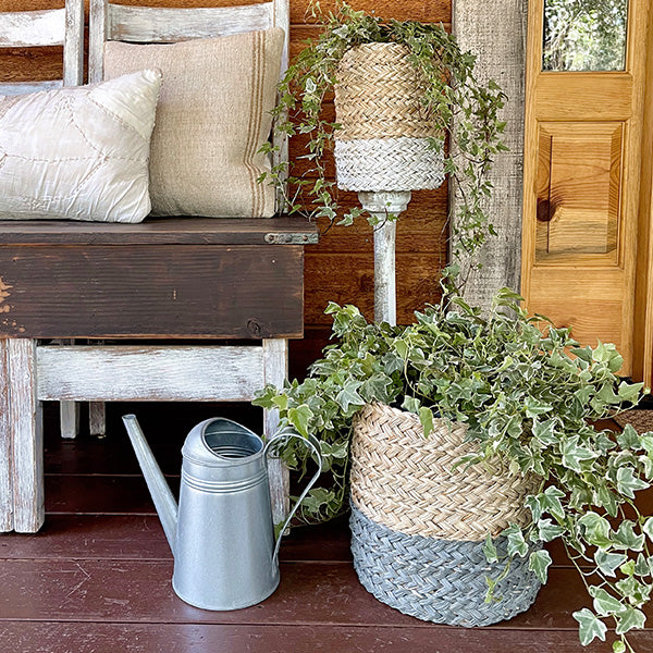 Two-Toned Woven Baskets for Storage, Set of 2