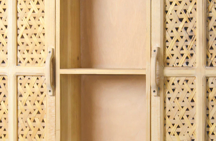 Bamboo Wall Display Cabinet with Hooks