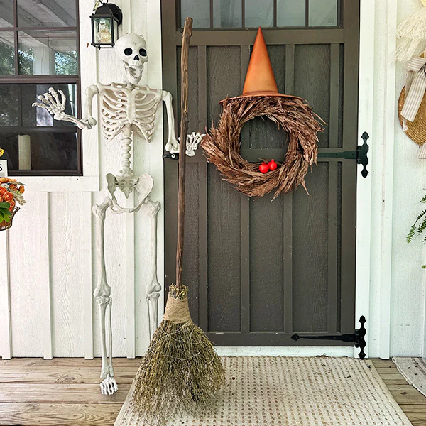 Rustic Bamboo Lit Broom with Timer