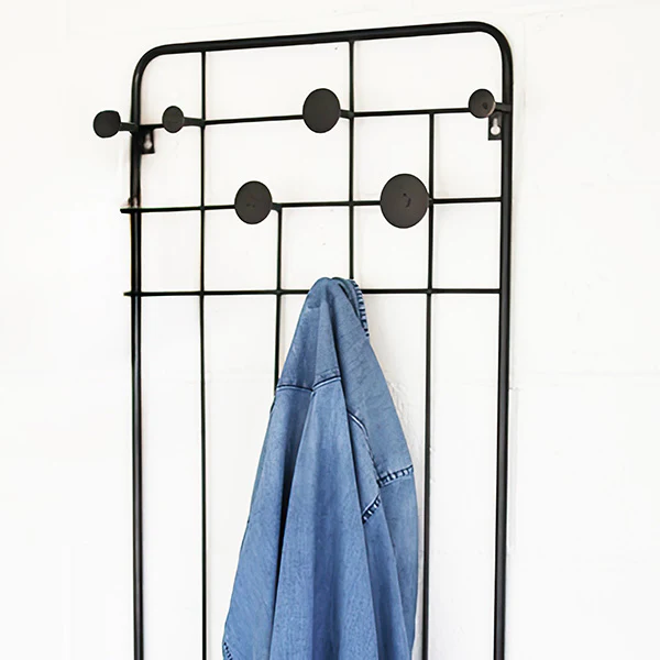 Wall Mounted Metal Coat Rack with Basket