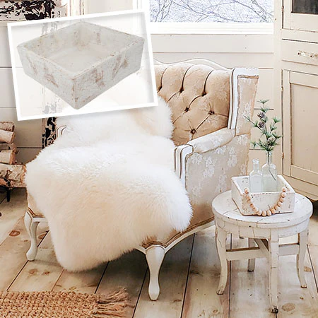 Handmade Whitewashed Square Clay Bowl