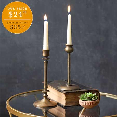 Brass Taper Candle Holders Set of 2