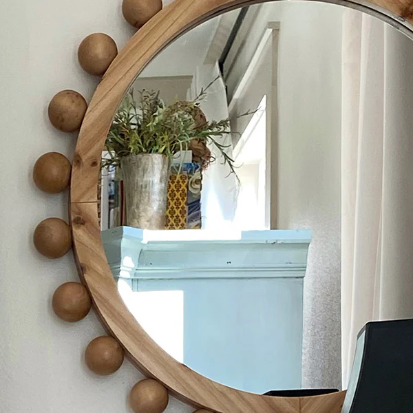 Beaded Edge Wooden Mirror