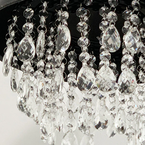 Metal Round Chandelier with Glass Crystals