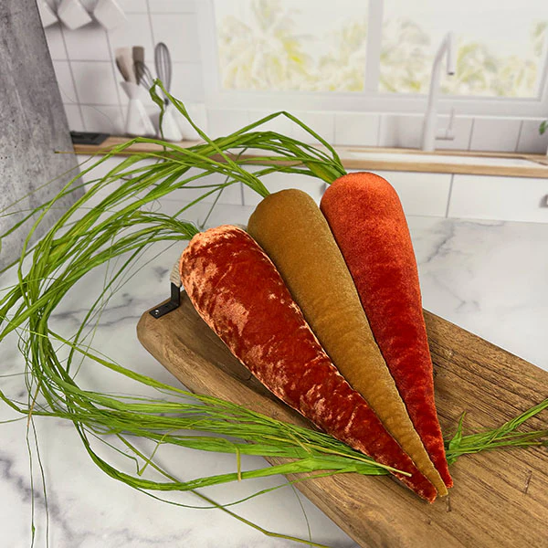 Large Velvet Carrots, Set of 3