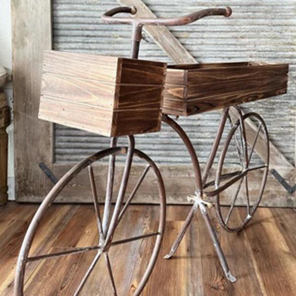 41 Inch Wood and Iron Garden Bicycle Planter