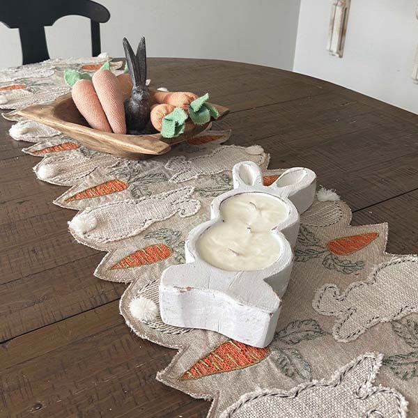 White Washed Bunny Bowl Easter Candle