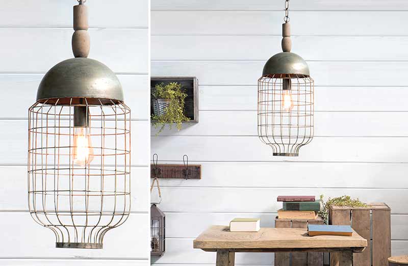 Industrial Metal Hanging Caged Pendant