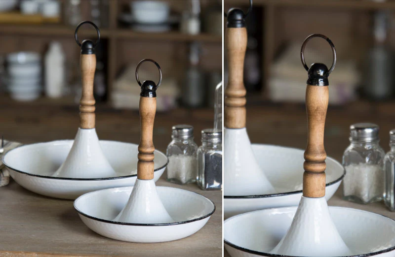 Enamel and Wood Trinket Trays  Set of 2